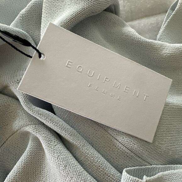 EQUIPMENT Womens Dress Medium Plein Air Blue Midi Stretch Kniit Simple Chic $395 - Picture 10 of 14